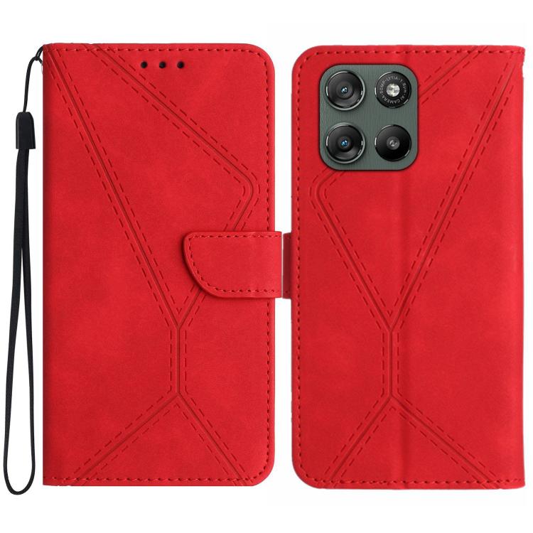 Stitching Embossed Leather Phone Case – Wear-resistant, Card Slot, Kickstand, For Motorola Moto G67 Power 5G, For Motorola Edge 70 5G Global, For Motorola Edge 60 Neo 5G, For Motorola Moto G06 4G For Motorola Moto G67 Power 5G Red