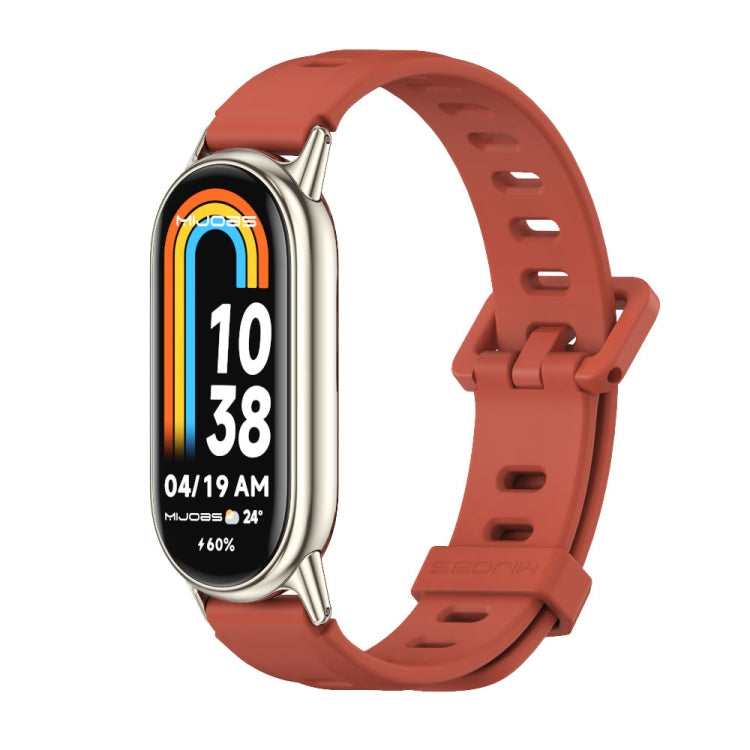 Watch Band – Silicone (Xiaomi Smart Band 10) #2 For Xiaomi Smart Band 10 9 8 Orange+Light Gold