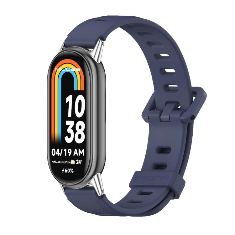 Watch Band – Silicone (Xiaomi Smart Band 10) #2 For Xiaomi Smart Band 10 9 8 Midnight Blue+Silver