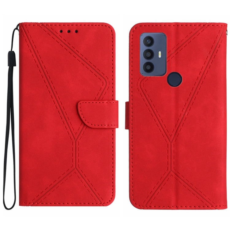 Stitching Embossed Leather Phone Case – Wear-resistant, Card Slot, Kickstand, For TCL 30 SE / 30E /306/305, For TCL 40 SE