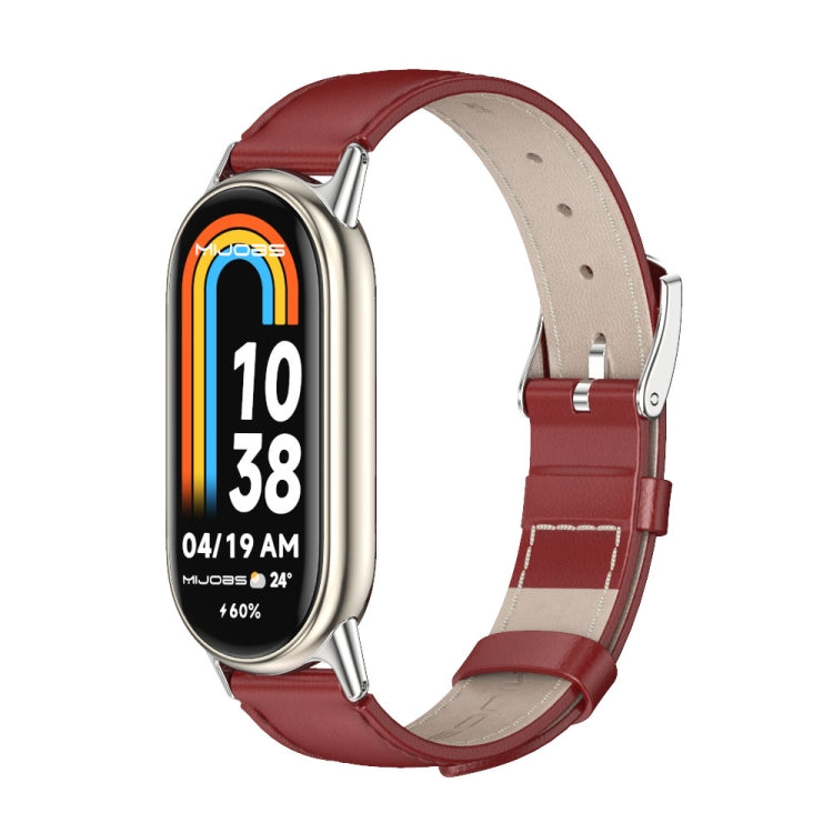 Watch Band – Leather (Xiaomi Smart Band 10) #2 For Xiaomi Smart Band 10 9 8 Red Silver