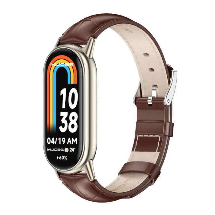 Watch Band – Leather (Xiaomi Smart Band 10) #2 For Xiaomi Smart Band 10 9 8 Bamboo Coffee Light Gold