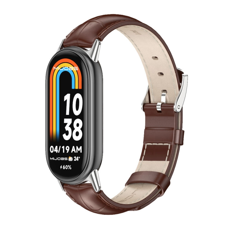 Watch Band – Leather (Xiaomi Smart Band 10) #2 For Xiaomi Smart Band 10 9 8 Bamboo Coffee Silver