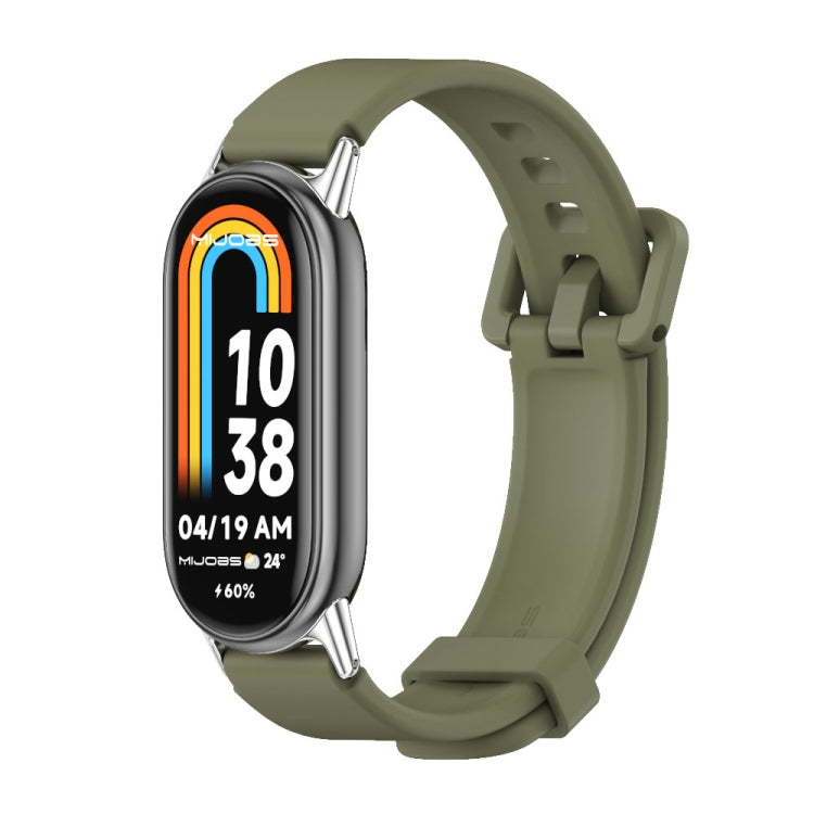 Watch Band – Silicone (Xiaomi Smart Band 10) For Xiaomi Smart Band 10 9 8 Army Green+Silver