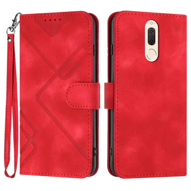 Line Pattern Skin Feel Leather Phone Case – Wear-resistant, Lanyard, Card Slot, For Huawei P20 Pro, For Huawei P20 lite, For Huawei P smart 2018/Enjoy 7S, For Huawei Mate 10 Lite/Maimang 6 For Huawei Mate 10 Lite Maimang 6 Red