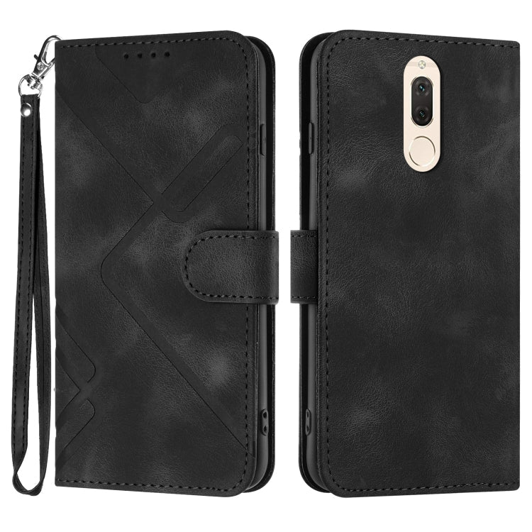 Line Pattern Skin Feel Leather Phone Case – Wear-resistant, Lanyard, Card Slot, For Huawei P20 Pro, For Huawei P20 lite, For Huawei P smart 2018/Enjoy 7S, For Huawei Mate 10 Lite/Maimang 6 For Huawei Mate 10 Lite Maimang 6 Black