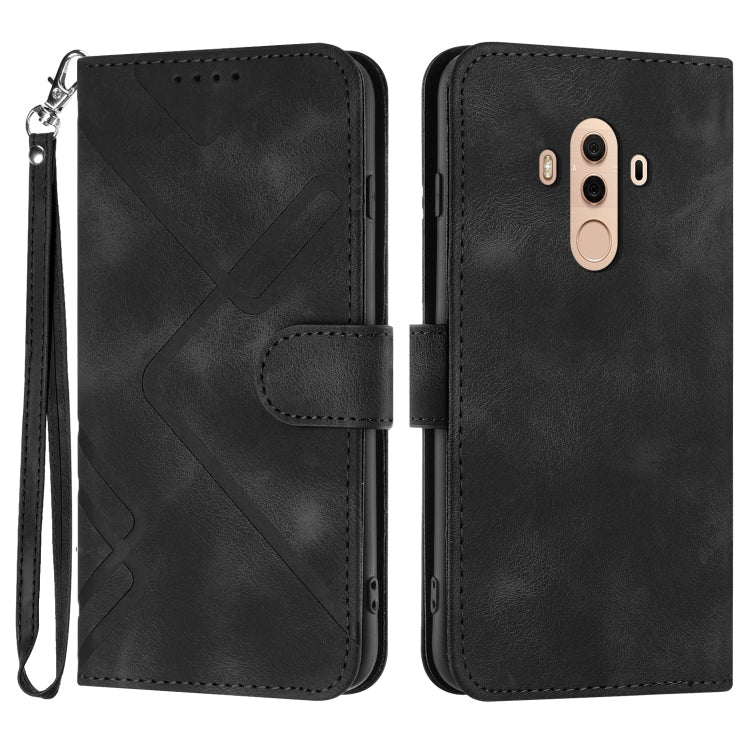 Line Pattern Skin Feel Leather Phone Case – Wear-resistant, Lanyard, Card Slot, For Huawei Mate 10 Pro, For Huawei P10 Lite For Huawei Mate 10 Pro Black