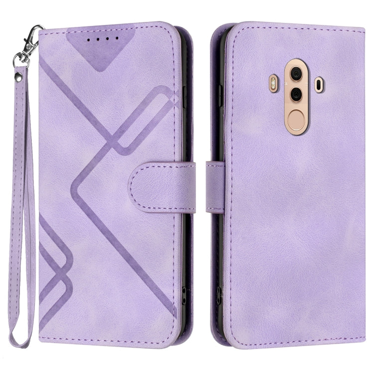 Line Pattern Skin Feel Leather Phone Case – Wear-resistant, Lanyard, Card Slot, For Huawei Mate 10 Pro, For Huawei P10 Lite For Huawei Mate 10 Pro Light Purple