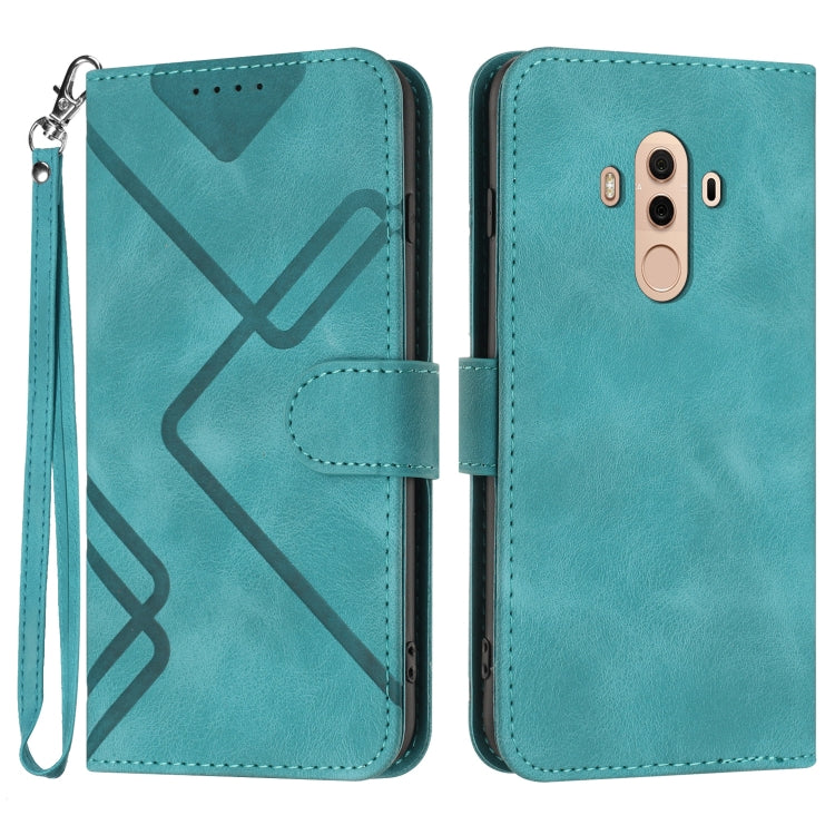 Line Pattern Skin Feel Leather Phone Case – Wear-resistant, Lanyard, Card Slot, For Huawei Mate 10 Pro, For Huawei P10 Lite For Huawei Mate 10 Pro Light Blue