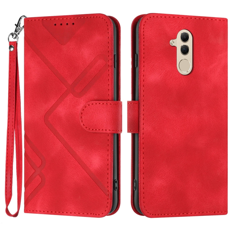 Line Pattern Skin Feel Leather Phone Case – Wear-resistant, Lanyard, Card Slot, For Huawei P30 Pro, For Huawei P smart 2019/nova lite 3, For Huawei Mate 20 Pro, For Huawei Mate 20 lite/Maimang 7 For Huawei Mate 20 lite Maimang 7 Red