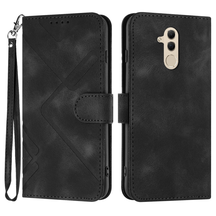 Line Pattern Skin Feel Leather Phone Case – Wear-resistant, Lanyard, Card Slot, For Huawei P30 Pro, For Huawei P smart 2019/nova lite 3, For Huawei Mate 20 Pro, For Huawei Mate 20 lite/Maimang 7 For Huawei Mate 20 lite Maimang 7 Black