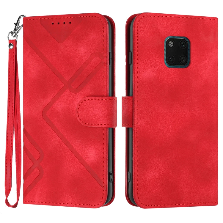 Line Pattern Skin Feel Leather Phone Case – Wear-resistant, Lanyard, Card Slot, For Huawei P30 Pro, For Huawei P smart 2019/nova lite 3, For Huawei Mate 20 Pro, For Huawei Mate 20 lite/Maimang 7 For Huawei Mate 20 Pro Red