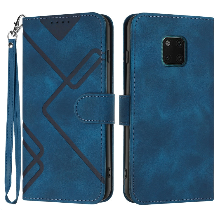 Line Pattern Skin Feel Leather Phone Case – Wear-resistant, Lanyard, Card Slot, For Huawei P30 Pro, For Huawei P smart 2019/nova lite 3, For Huawei Mate 20 Pro, For Huawei Mate 20 lite/Maimang 7 For Huawei Mate 20 Pro Royal Blue