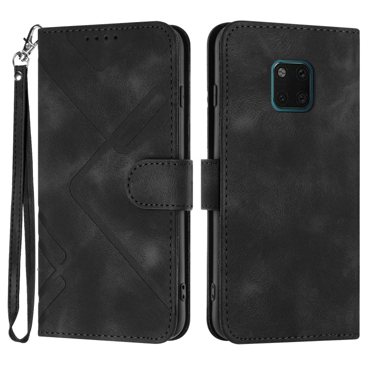Line Pattern Skin Feel Leather Phone Case – Wear-resistant, Lanyard, Card Slot, For Huawei P30 Pro, For Huawei P smart 2019/nova lite 3, For Huawei Mate 20 Pro, For Huawei Mate 20 lite/Maimang 7 For Huawei Mate 20 Pro Black