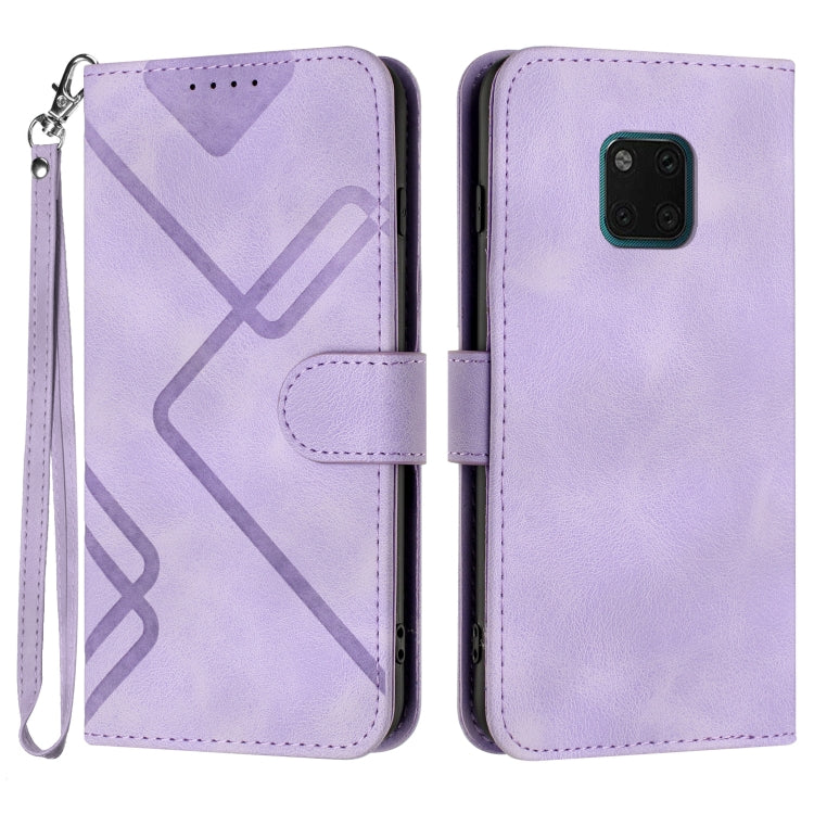Line Pattern Skin Feel Leather Phone Case – Wear-resistant, Lanyard, Card Slot, For Huawei P30 Pro, For Huawei P smart 2019/nova lite 3, For Huawei Mate 20 Pro, For Huawei Mate 20 lite/Maimang 7 For Huawei Mate 20 Pro Light Purple