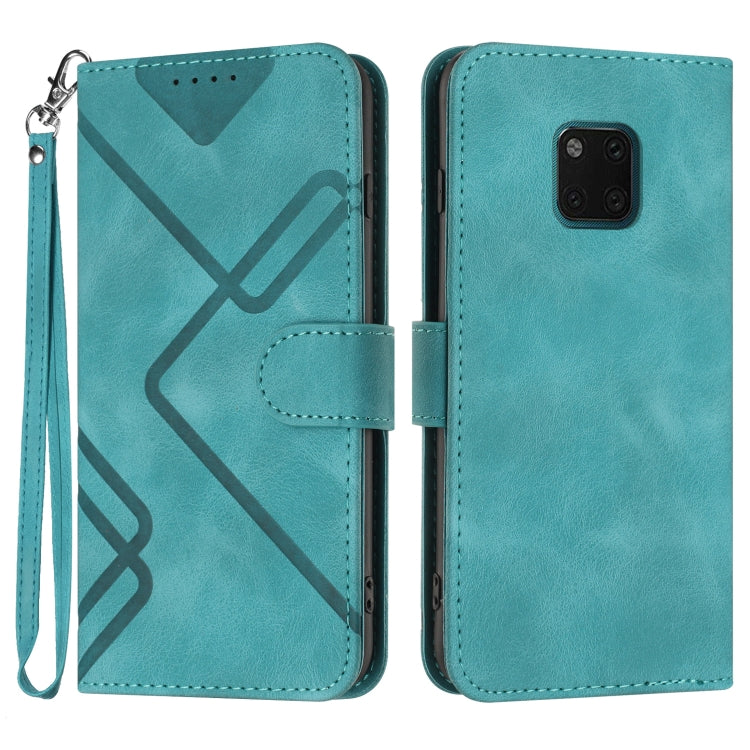Line Pattern Skin Feel Leather Phone Case – Wear-resistant, Lanyard, Card Slot, For Huawei P30 Pro, For Huawei P smart 2019/nova lite 3, For Huawei Mate 20 Pro, For Huawei Mate 20 lite/Maimang 7 For Huawei Mate 20 Pro Light Blue