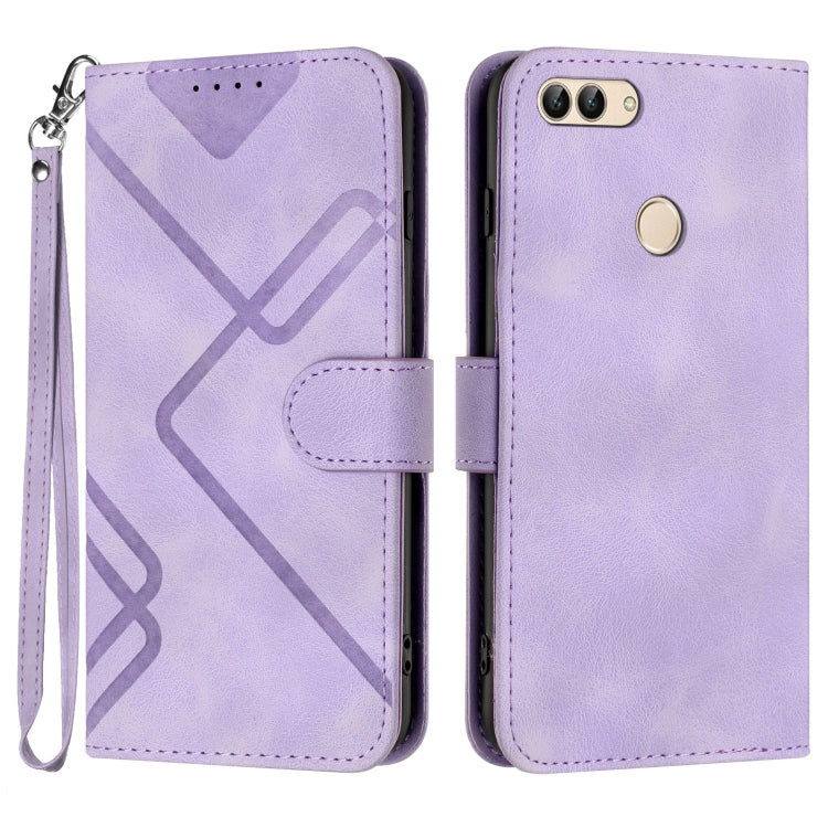 Line Pattern Skin Feel Leather Phone Case – Wear-resistant, Lanyard, Card Slot, For Huawei P20 Pro, For Huawei P20 lite, For Huawei P smart 2018/Enjoy 7S, For Huawei Mate 10 Lite/Maimang 6 For Huawei P smart 2018 Enjoy 7S Light Purple