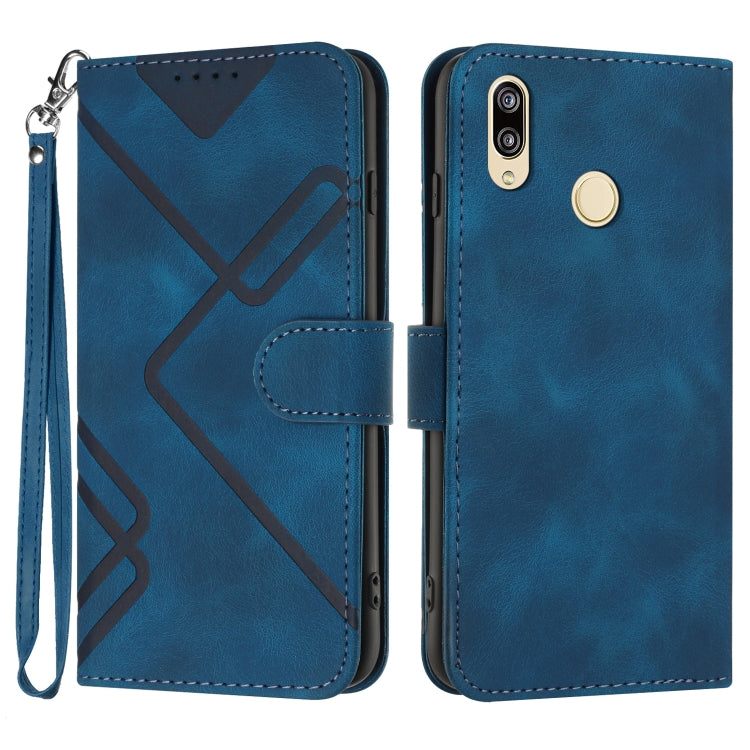 Line Pattern Skin Feel Leather Phone Case – Wear-resistant, Lanyard, Card Slot, For Huawei P20 Pro, For Huawei P20 lite, For Huawei P smart 2018/Enjoy 7S, For Huawei Mate 10 Lite/Maimang 6 For Huawei P20 lite Royal Blue