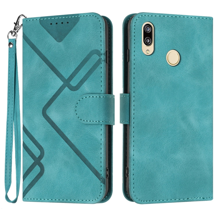 Line Pattern Skin Feel Leather Phone Case – Wear-resistant, Lanyard, Card Slot, For Huawei P20 Pro, For Huawei P20 lite, For Huawei P smart 2018/Enjoy 7S, For Huawei Mate 10 Lite/Maimang 6 For Huawei P20 lite Light Blue