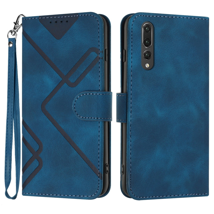 Line Pattern Skin Feel Leather Phone Case – Wear-resistant, Lanyard, Card Slot, For Huawei P20 Pro, For Huawei P20 lite, For Huawei P smart 2018/Enjoy 7S, For Huawei Mate 10 Lite/Maimang 6 For Huawei P20 Pro Royal Blue