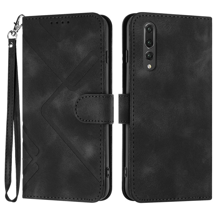 Line Pattern Skin Feel Leather Phone Case – Wear-resistant, Lanyard, Card Slot, For Huawei P20 Pro, For Huawei P20 lite, For Huawei P smart 2018/Enjoy 7S, For Huawei Mate 10 Lite/Maimang 6 For Huawei P20 Pro Black