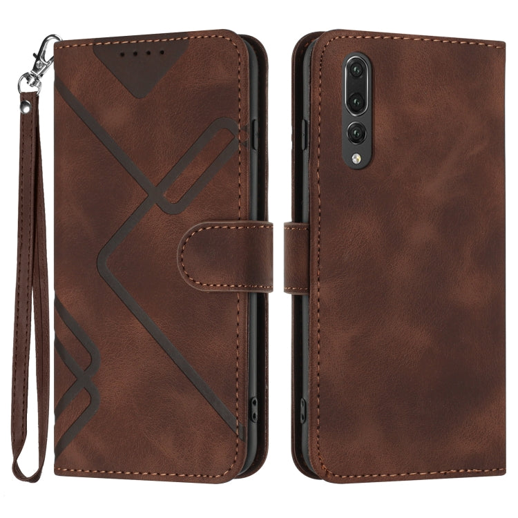 Line Pattern Skin Feel Leather Phone Case – Wear-resistant, Lanyard, Card Slot, For Huawei P20 Pro, For Huawei P20 lite, For Huawei P smart 2018/Enjoy 7S, For Huawei Mate 10 Lite/Maimang 6 For Huawei P20 Pro Coffee