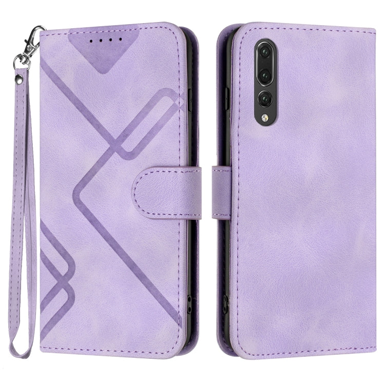 Line Pattern Skin Feel Leather Phone Case – Wear-resistant, Lanyard, Card Slot, For Huawei P20 Pro, For Huawei P20 lite, For Huawei P smart 2018/Enjoy 7S, For Huawei Mate 10 Lite/Maimang 6 For Huawei P20 Pro Light Purple