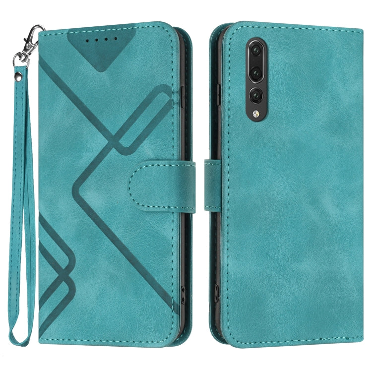 Line Pattern Skin Feel Leather Phone Case – Wear-resistant, Lanyard, Card Slot, For Huawei P20 Pro, For Huawei P20 lite, For Huawei P smart 2018/Enjoy 7S, For Huawei Mate 10 Lite/Maimang 6 For Huawei P20 Pro Light Blue