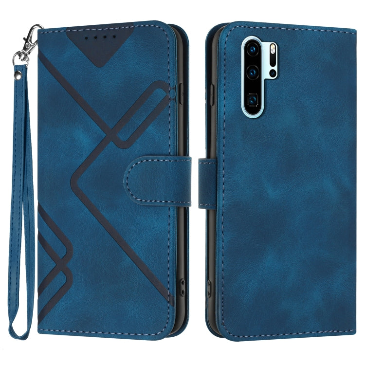 Line Pattern Skin Feel Leather Phone Case – Wear-resistant, Lanyard, Card Slot, For Huawei P30 Pro, For Huawei P smart 2019/nova lite 3, For Huawei Mate 20 Pro, For Huawei Mate 20 lite/Maimang 7 For Huawei P30 Pro Royal Blue