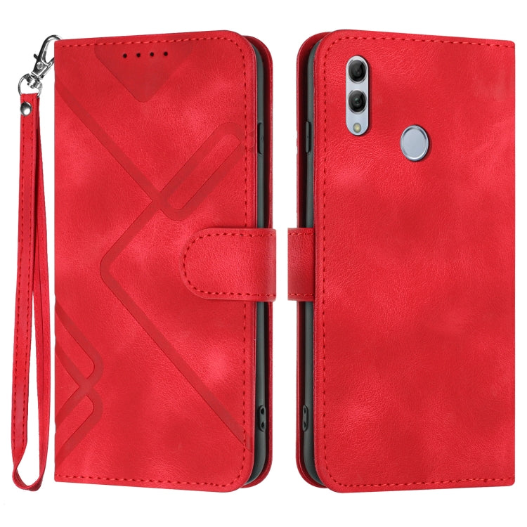 Line Pattern Skin Feel Leather Phone Case – Wear-resistant, Lanyard, Card Slot, For Huawei P30 Pro, For Huawei P smart 2019/nova lite 3, For Huawei Mate 20 Pro, For Huawei Mate 20 lite/Maimang 7 For Huawei P smart 2019 nova lite 3 Red