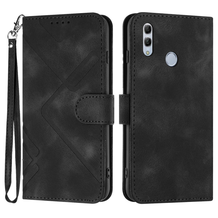 Line Pattern Skin Feel Leather Phone Case – Wear-resistant, Lanyard, Card Slot, For Huawei P30 Pro, For Huawei P smart 2019/nova lite 3, For Huawei Mate 20 Pro, For Huawei Mate 20 lite/Maimang 7 For Huawei P smart 2019 nova lite 3 Black
