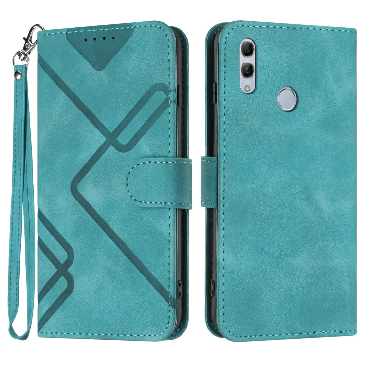 Line Pattern Skin Feel Leather Phone Case – Wear-resistant, Lanyard, Card Slot, For Huawei P30 Pro, For Huawei P smart 2019/nova lite 3, For Huawei Mate 20 Pro, For Huawei Mate 20 lite/Maimang 7 For Huawei P smart 2019 nova lite 3 Light Blue