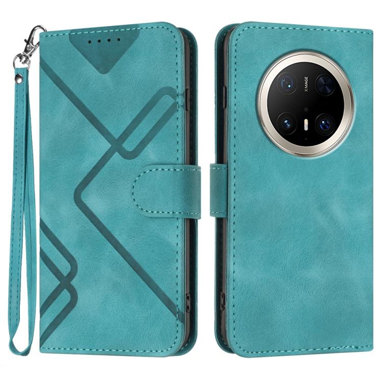 Line Pattern Skin Feel Leather Phone Case – Wear-resistant, Lanyard, Card Slot, For Huawei Enjoy 80 Plus, For Huawei Pura 80 5G, For Huawei Mate 70 Pro / Mate 70 Pro+, For Huawei Mate 70 For Huawei Mate 70 Pro Mate 70 Pro+ Light Blue