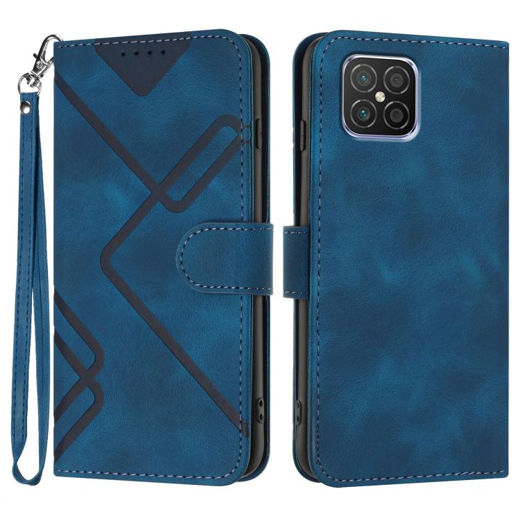 Line Pattern Skin Feel Leather Phone Case – Wear-resistant, Lanyard, Card Slot, For Huawei nova 8 SE, For Huawei Y5 2019, For Huawei Y6 2019, For Huawei P30 lite/nova 4e For Huawei nova 8 SE Royal Blue