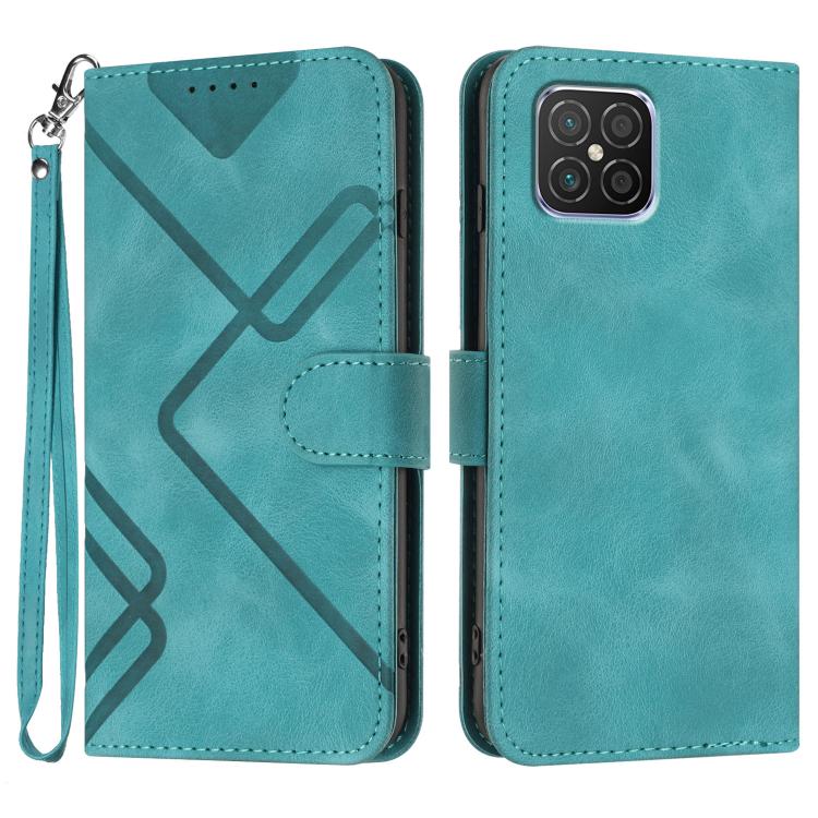 Line Pattern Skin Feel Leather Phone Case – Wear-resistant, Lanyard, Card Slot, For Huawei nova 8 SE, For Huawei Y5 2019, For Huawei Y6 2019, For Huawei P30 lite/nova 4e For Huawei nova 8 SE Light Blue