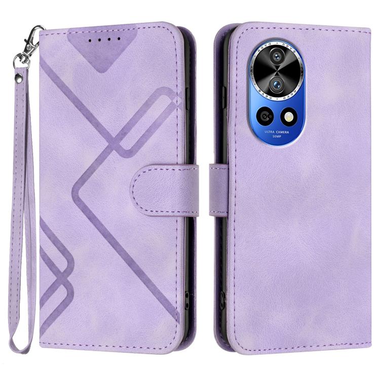 Line Pattern Skin Feel Leather Phone Case – Wear-resistant, Lanyard, Card Slot, For Huawei nova 12i, For Huawei nova 12s, For Huawei nova Y72, For Huawei nova 12 Pro / nova 12 Ultra For Huawei nova 12 Pro nova 12 Ultra Light Purple