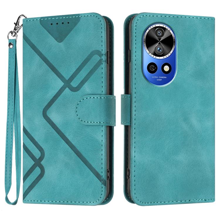 Line Pattern Skin Feel Leather Phone Case – Wear-resistant, Lanyard, Card Slot, For Huawei nova 12i, For Huawei nova 12s, For Huawei nova Y72, For Huawei nova 12 Pro / nova 12 Ultra For Huawei nova 12 Pro nova 12 Ultra Light Blue