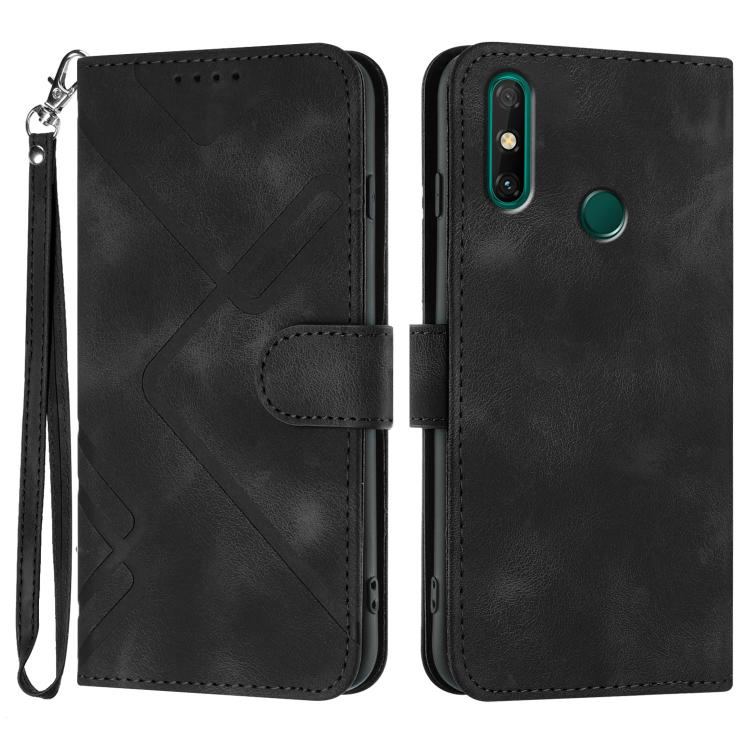 Line Pattern Skin Feel Leather Phone Case – Wear-resistant, Lanyard, Card Slot, For Huawei Enjoy 20e, For Huawei P50 Pro, For Huawei P50, For Huawei Enjoy 20 SE 4G For Huawei Enjoy 20e Black