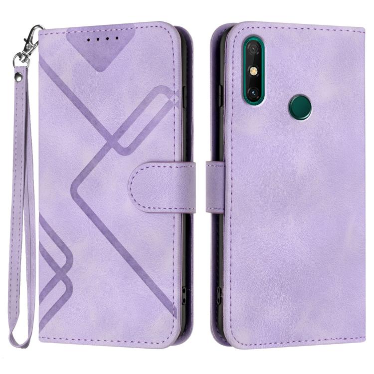 Line Pattern Skin Feel Leather Phone Case – Wear-resistant, Lanyard, Card Slot, For Huawei Enjoy 20e, For Huawei P50 Pro, For Huawei P50, For Huawei Enjoy 20 SE 4G For Huawei Enjoy 20e Light Purple
