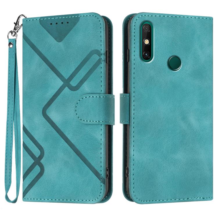 Line Pattern Skin Feel Leather Phone Case – Wear-resistant, Lanyard, Card Slot, For Huawei Enjoy 20e, For Huawei P50 Pro, For Huawei P50, For Huawei Enjoy 20 SE 4G For Huawei Enjoy 20e Light Blue