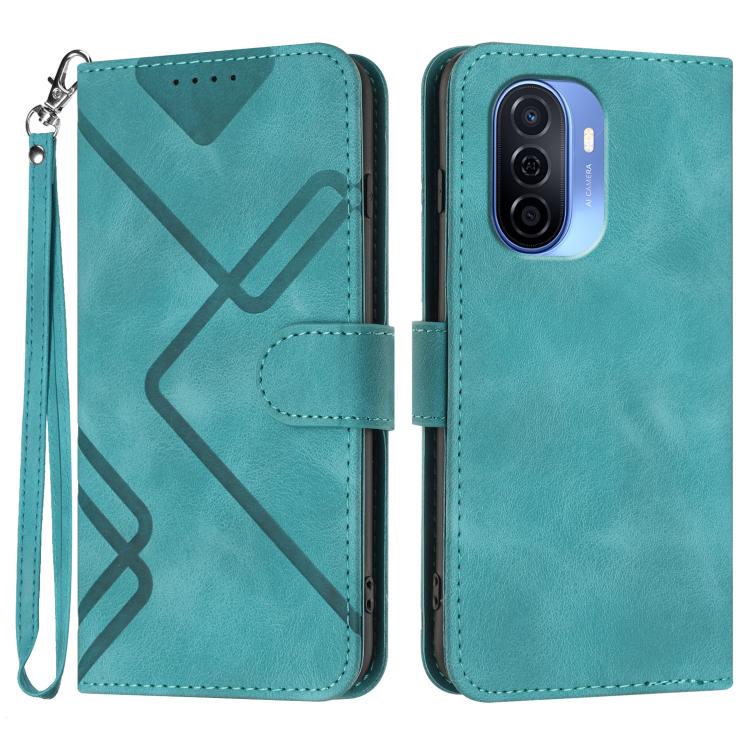 Line Pattern Skin Feel Leather Phone Case – Wear-resistant, Lanyard, Card Slot, For Huawei Enjoy 70, For Huawei P60 / P60 Pro, For Huawei Enjoy 50 Pro / nova Y90, For Huawei Enjoy 50 / nova Y70 For Huawei Enjoy 50 nova Y70 Light Blue