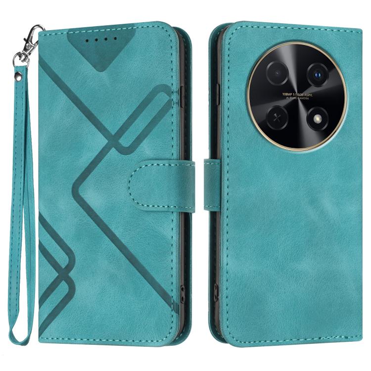 Line Pattern Skin Feel Leather Phone Case – Wear-resistant, Lanyard, Card Slot, For Huawei nova 12i, For Huawei nova 12s, For Huawei nova Y72, For Huawei nova 12 Pro / nova 12 Ultra For Huawei nova 12i Light Blue