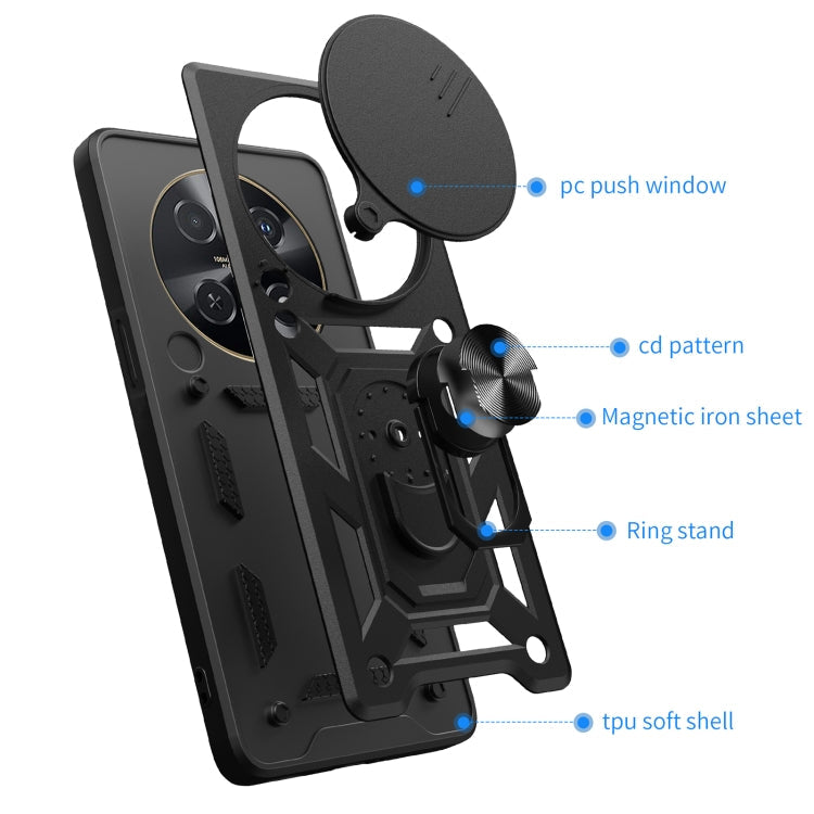 Sliding Camera Cover Design TPU+PC Phone Case – Wear-resistant, Magnetic, TPU, For Huawei nova 12i 4G Global
