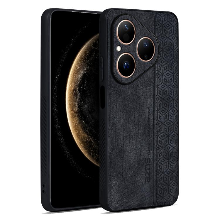 AZNS 3D Embossed Skin Feel Phone Case – Leather, TPU, For Huawei Pura 80 Ultra 5G, For Huawei Pura 80 Pro 5G, For Huawei Pura 80 5G, For Huawei Enjoy 70X / Maimang 30 For Huawei Pura 80 5G Black