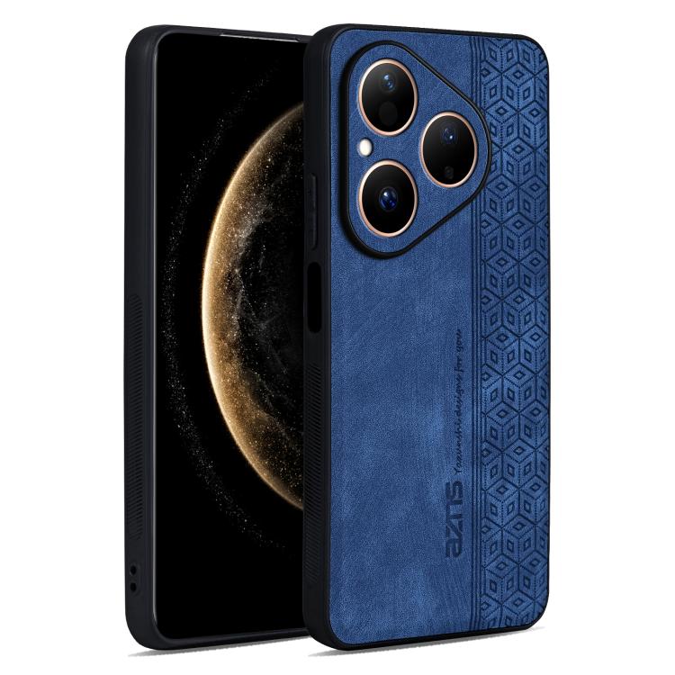 AZNS 3D Embossed Skin Feel Phone Case – Leather, TPU, For Huawei Pura 80 Ultra 5G, For Huawei Pura 80 Pro 5G, For Huawei Pura 80 5G, For Huawei Enjoy 70X / Maimang 30 For Huawei Pura 80 5G Sapphire Blue