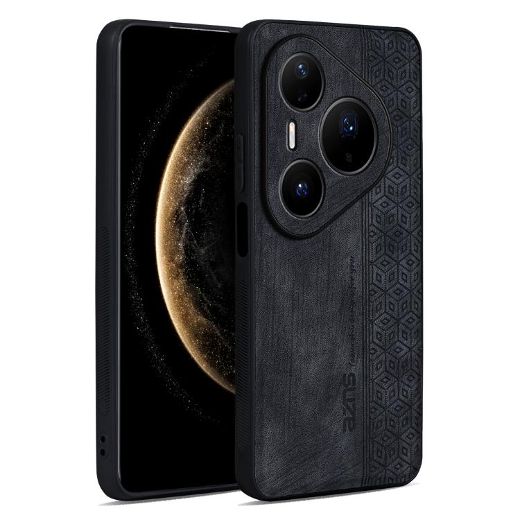 AZNS 3D Embossed Skin Feel Phone Case – Leather, TPU, For Huawei Pura 80 Ultra 5G, For Huawei Pura 80 Pro 5G, For Huawei Pura 80 5G, For Huawei Enjoy 70X / Maimang 30 For Huawei Pura 80 Pro 5G Black