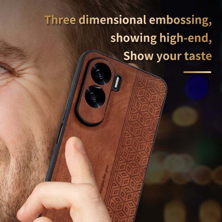 AZNS 3D Embossed Skin Feel Phone Case – Leather, TPU, For Honor X50i