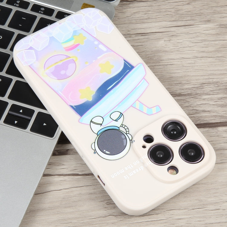 Milk Tea Astronaut Pattern Liquid Silicone Phone Case, For iPhone 12, For iPhone 12 Pro Max, For iPhone 12 Pro, For iPhone 11 Pro Max, For iPhone 11, For iPhone 11 Pro, For iPhone XS / X, For iPhone XR, For iPhone XS Max, For iPhone 8 Plus / 7 Plus    ...