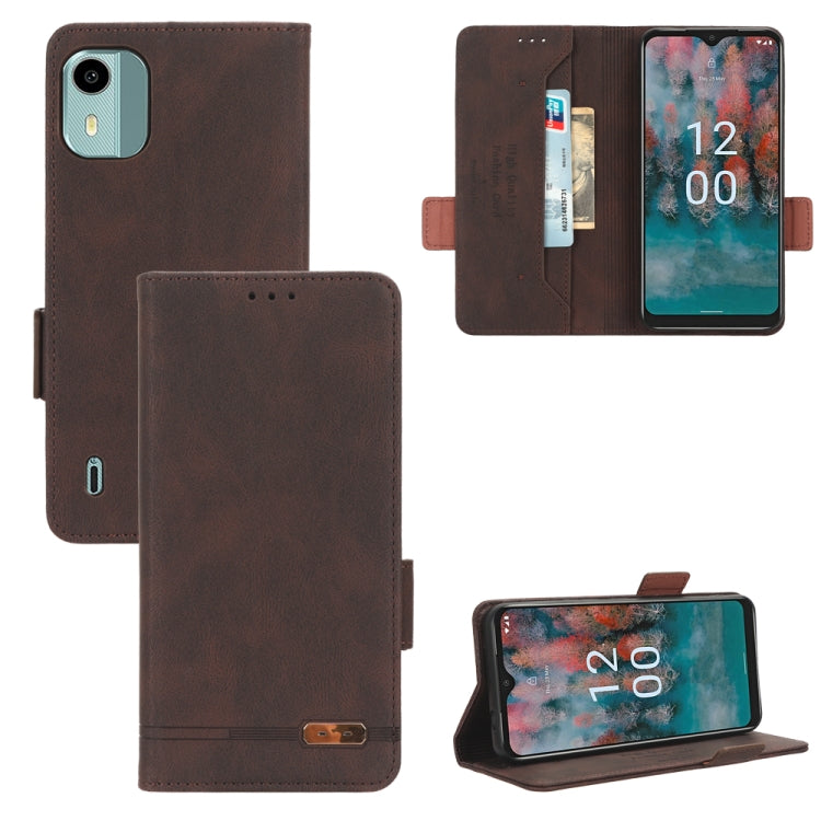Magnetic Clasp Leather Phone Case – Magnetic, Card Slot, Leather, For Nokia C12 / C12 Pro / C12 Plus, For Nokia G42, For Nokia C22, For Nokia C32 For Nokia C12 C12 Pro C12 Plus Brown
