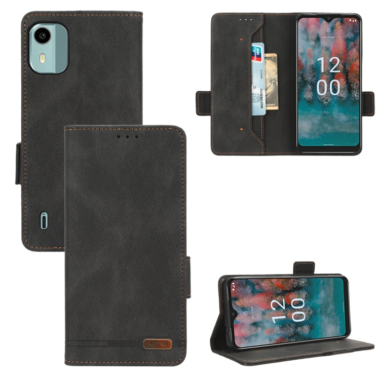 Magnetic Clasp Leather Phone Case – Magnetic, Card Slot, Leather, For Nokia C12 / C12 Pro / C12 Plus, For Nokia G42, For Nokia C22, For Nokia C32 For Nokia C12 C12 Pro C12 Plus Black